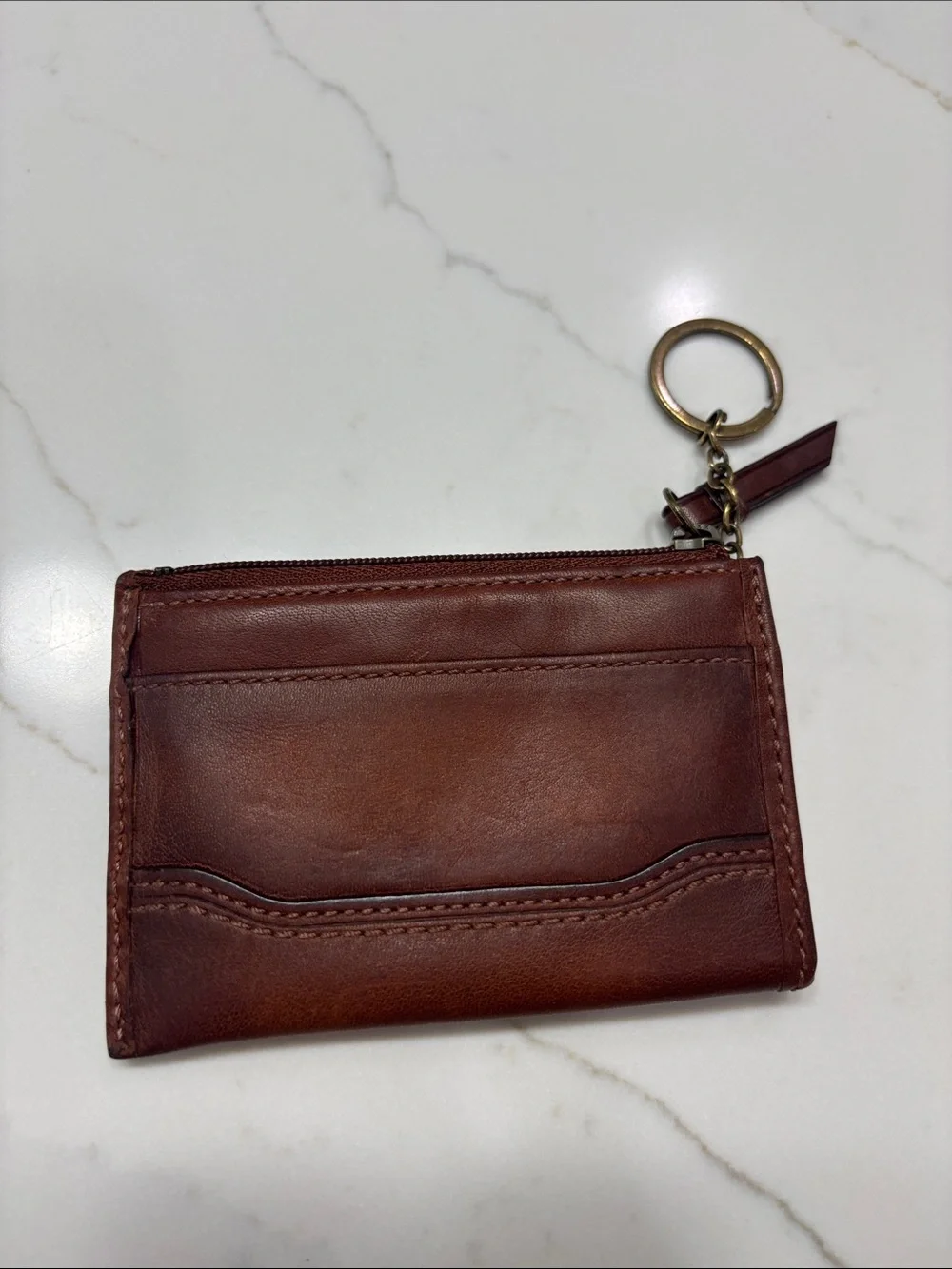 Coach Brown Leather Zip Card & Key Holder
